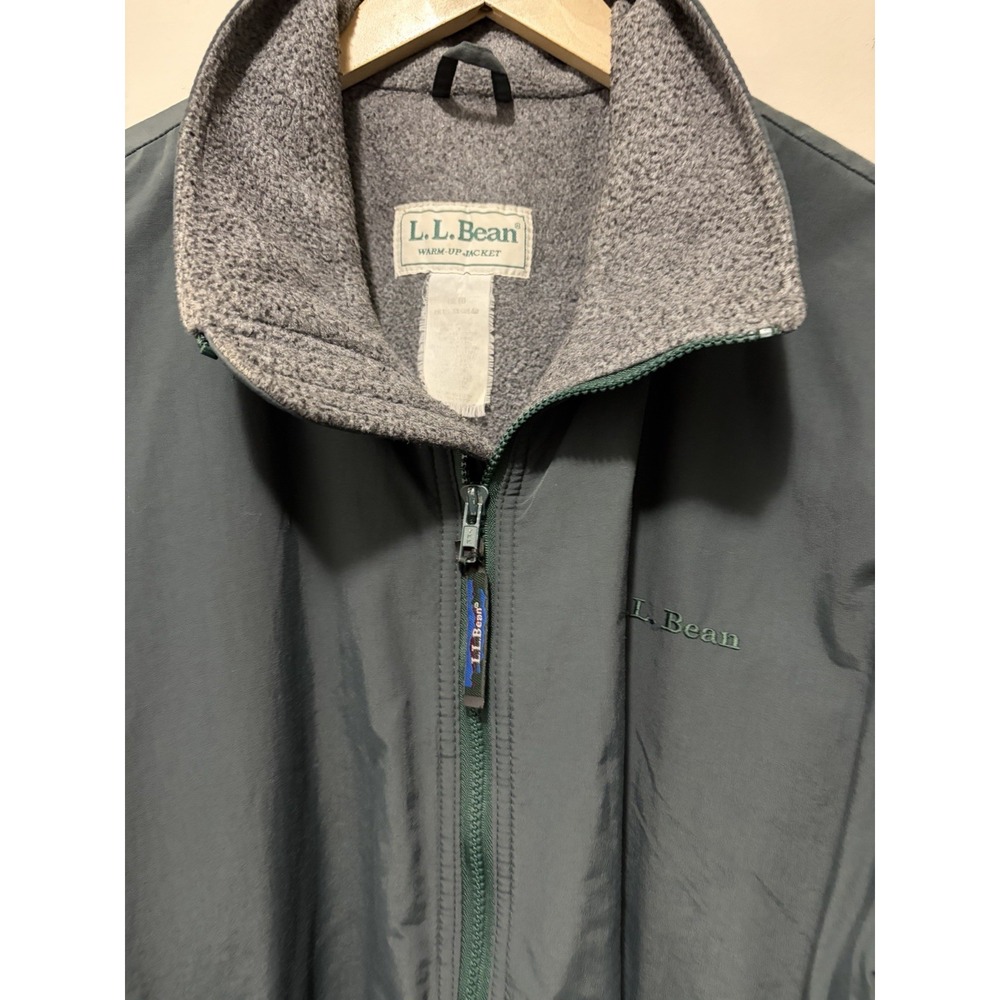 Vintage L.L.Bean Warm-Up Jacket Fleece Lined Full Zip Green Bomber Coat 25x28 - Picture 4 of 11